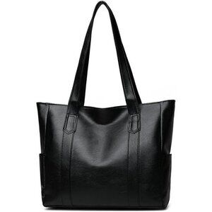 🆕  Women Black PU Leather Big Purses Tote ladies Waterproof Shoulder Bag